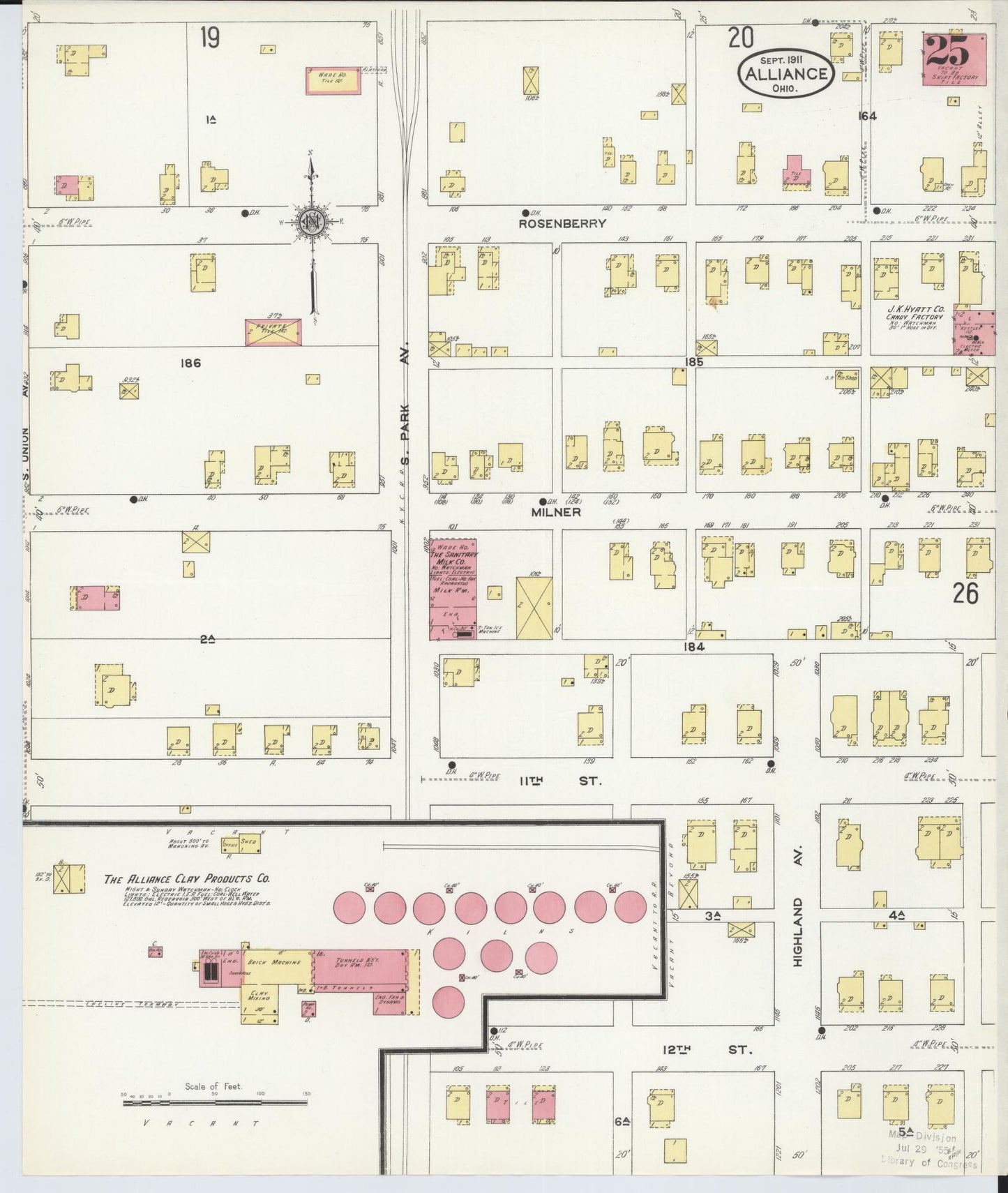 Sanborn Fire Insurance Map from Alliance, Stark County, Ohio (1911), Sheet #0025 - Historic Sanborn Fire Insurance Map Print, vintage old map wall art, antique decor, genealogy gift, Ohio Ohio map