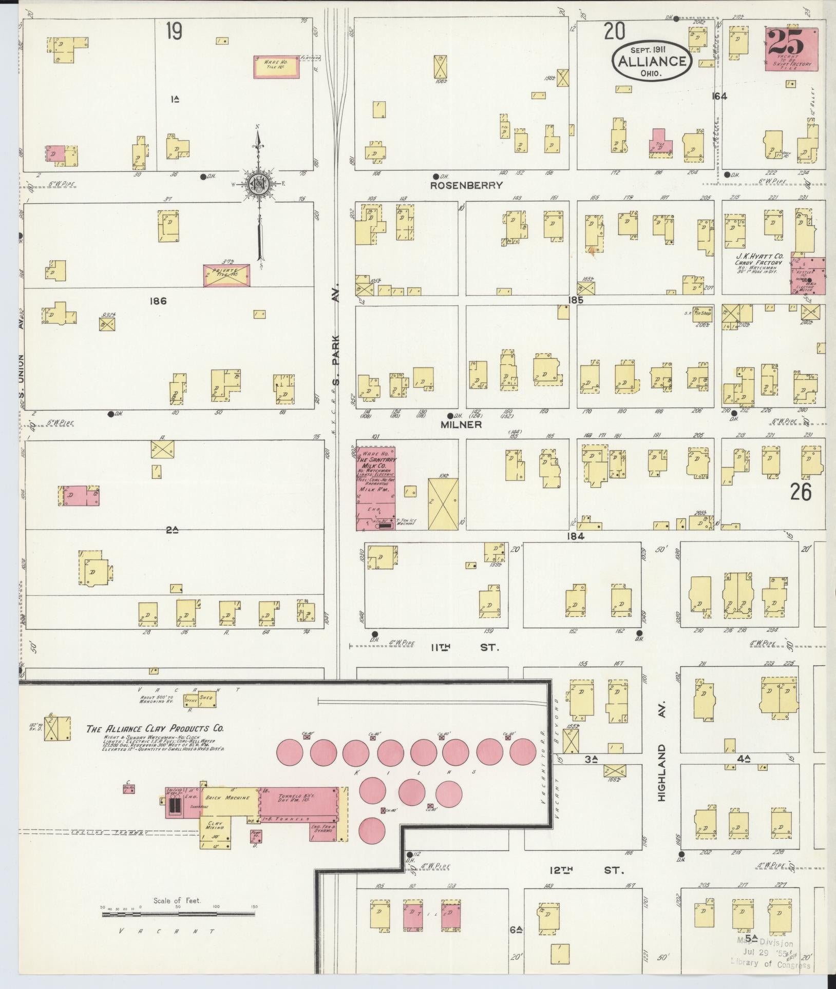Sanborn Fire Insurance Map from Alliance, Stark County, Ohio (1911), Sheet #0025 - Historic Sanborn Fire Insurance Map Print, vintage old map wall art, antique decor, genealogy gift, Ohio Ohio map