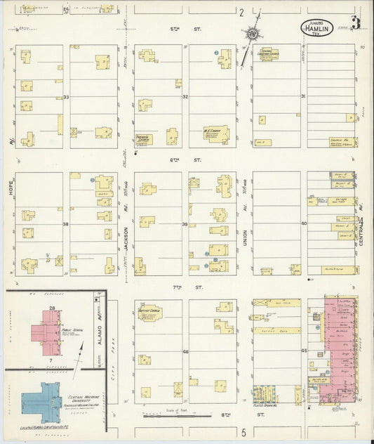 Sanborn Fire Insurance Map from Hamlin, Jones County, Texas (1913), Sheet #0003 - Historic Sanborn Fire Insurance Map Print, vintage old map wall art, antique decor, genealogy gift, Texas Texas map