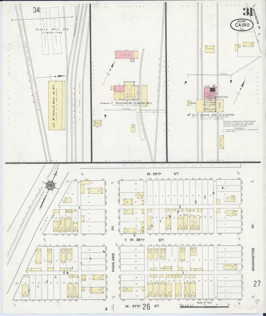 Sanborn Fire Insurance Map from Cairo, Alexander County, Illinois (1914), Sheet #0031 - Historic Sanborn Fire Insurance Map Print, vintage old map wall art, antique decor, genealogy gift, Illinois Illinois map