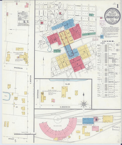 Sanborn Fire Insurance Map from Brookfield, Linn County, Missouri (1905), Sheet #0001 - Complete Map Set gallery image, historic Sanborn map, vintage wall art, Missouri Missouri