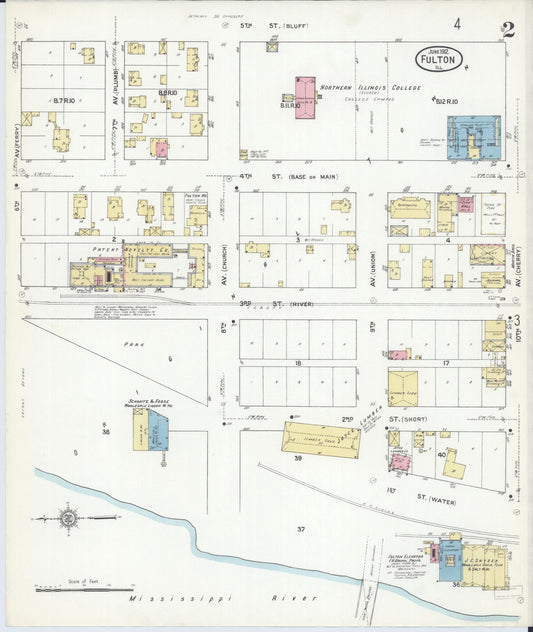 Sanborn Fire Insurance Map from Fulton, Whiteside County, Illinois (1912), Sheet #0002 - Historic Sanborn Fire Insurance Map Print, vintage old map wall art, antique decor, genealogy gift, Illinois Illinois map