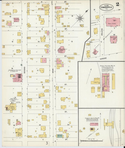 Sanborn Fire Insurance Map from Edwardsville, Madison County, Illinois (1902), Sheet #0002 - Historic Sanborn Fire Insurance Map Print, vintage old map wall art, antique decor, genealogy gift, Illinois Illinois map