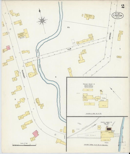 Sanborn Fire Insurance Map from Canton, Oxford County, Maine (1907), Sheet #0002 - Historic Sanborn Fire Insurance Map Print, vintage old map wall art, antique decor, genealogy gift, Maine Maine map