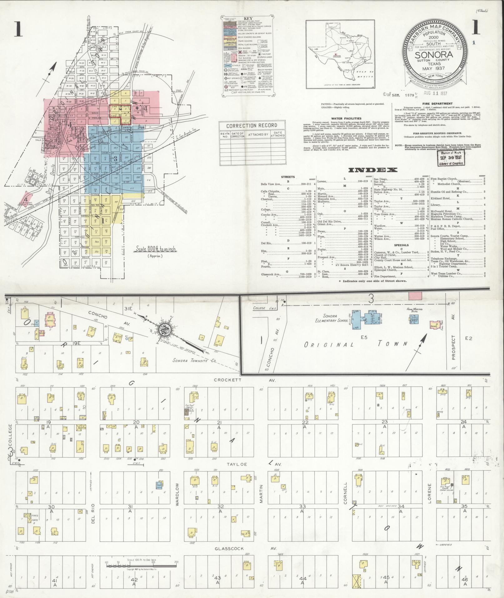 Sanborn Fire Insurance Map from Sonora, Sutton County, Texas. (1937) – Historic Sanborn Fire Insurance Map Print
