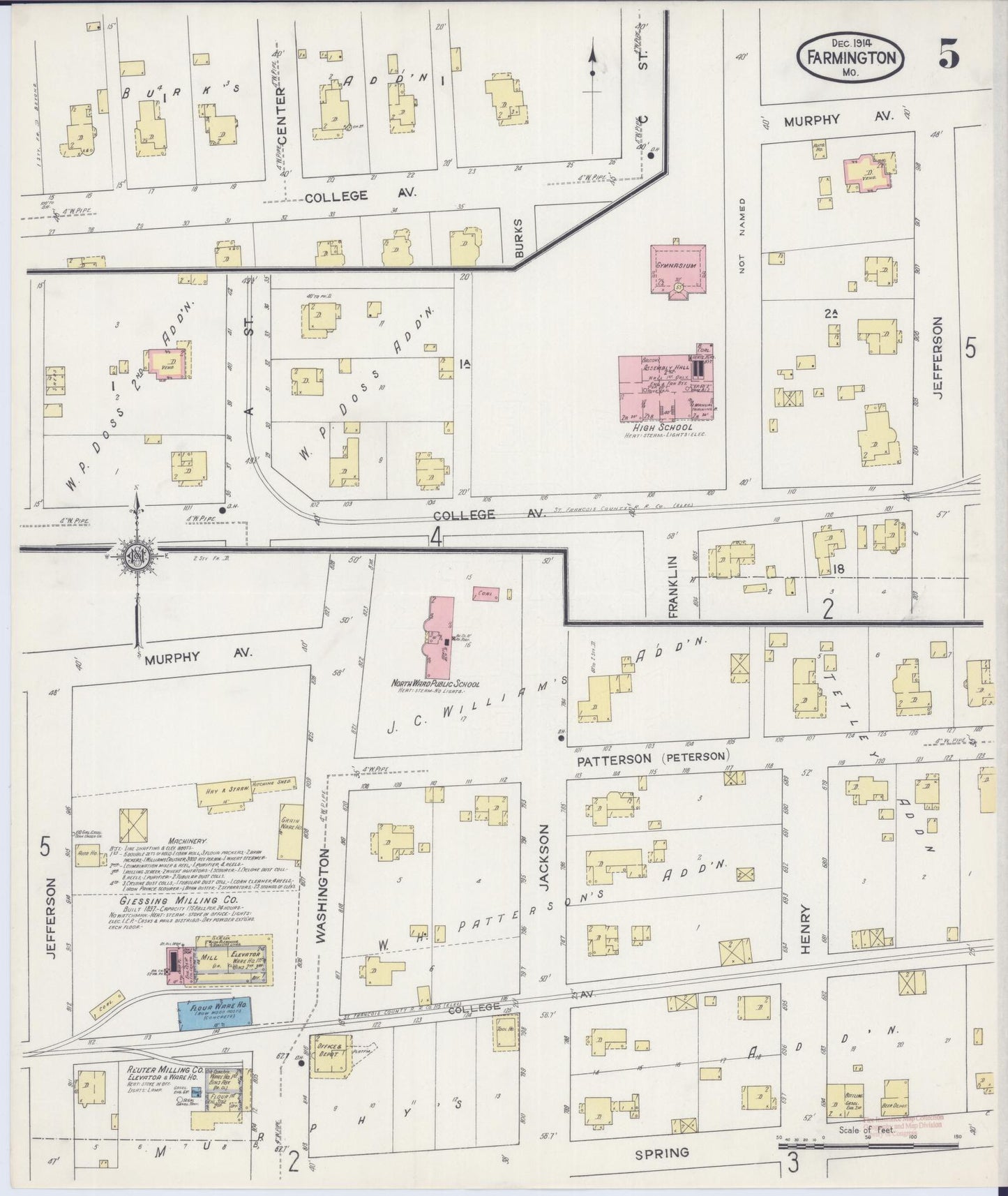Sanborn Fire Insurance Map from Farmington, Saint Francois County, Missouri (1914), Sheet #0005 - Complete Map Set gallery image, historic Sanborn map, vintage wall art, Missouri Missouri