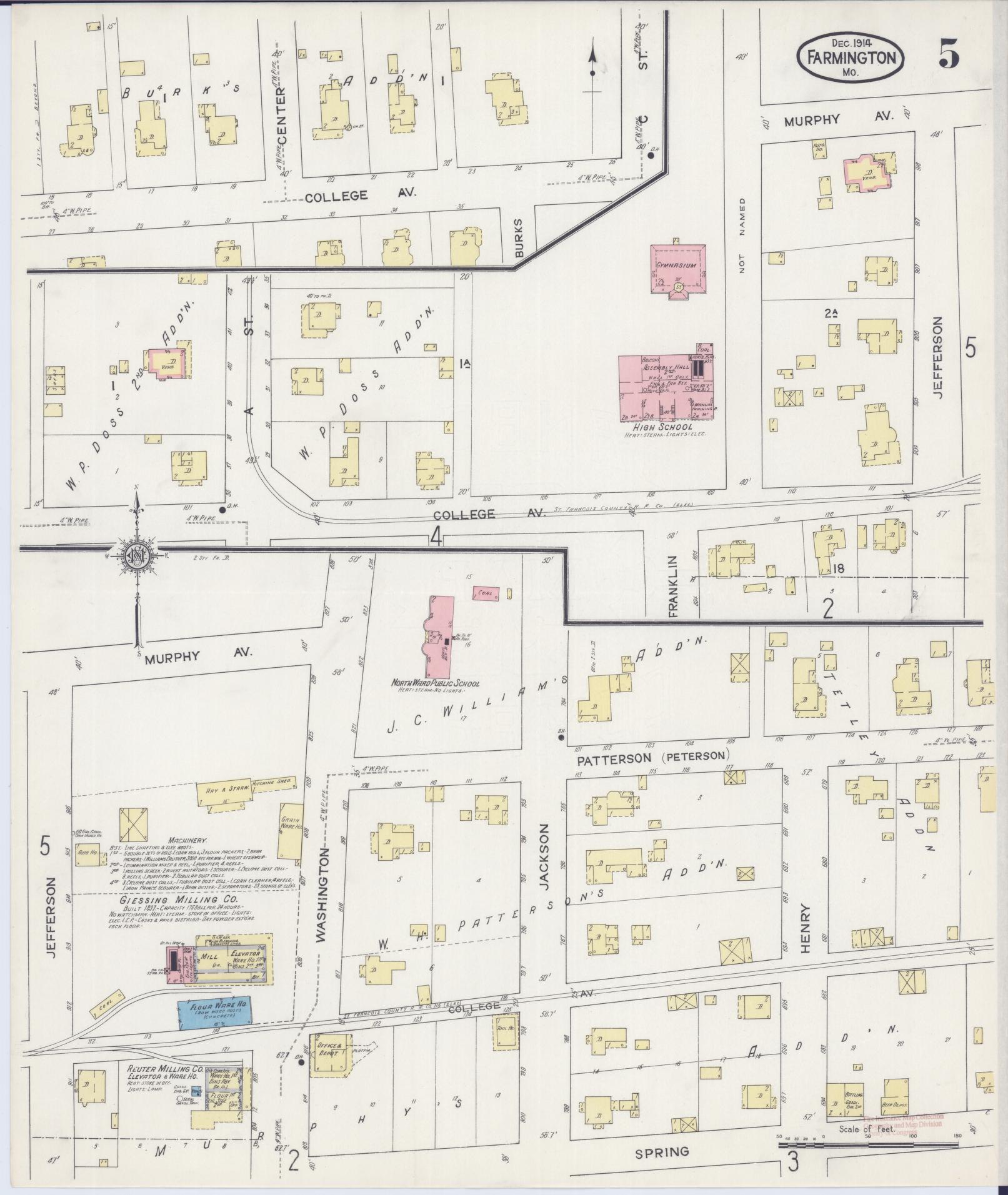 Sanborn Fire Insurance Map from Farmington, Saint Francois County, Missouri (1914), Sheet #0005 - Complete Map Set gallery image, historic Sanborn map, vintage wall art, Missouri Missouri