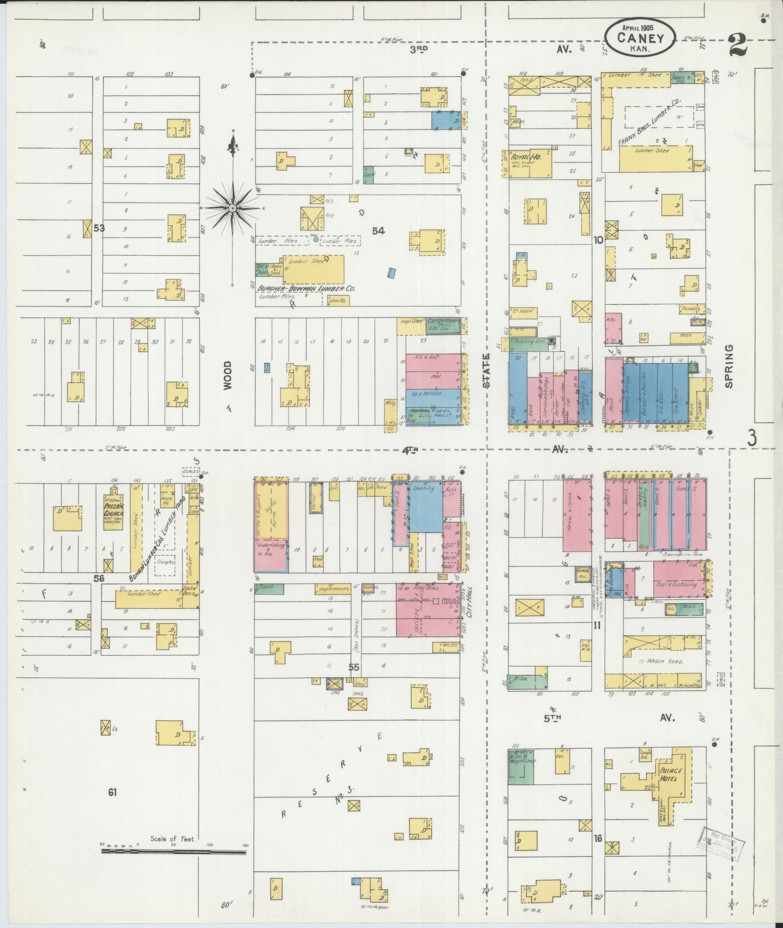 Sanborn Fire Insurance Map from Caney, Montgomery County, Kansas (1905), Sheet #0002 - Complete Map Set gallery image, historic Sanborn map, vintage wall art, Kansas Kansas