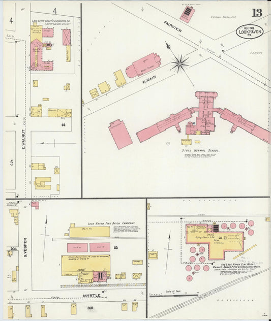 Sanborn Fire Insurance Map from Lock Haven, Clinton County, Pennsylvania (1906), Sheet #0013 - Historic Sanborn Fire Insurance Map Print, vintage old map wall art, antique decor, genealogy gift, Pennsylvania Pennsylvania map