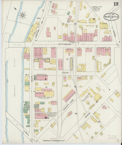 Sanborn Fire Insurance Map from New Castle, Lawrence County, Pennsylvania (1894), Sheet #0013 - Complete Map Set gallery image, historic Sanborn map, vintage wall art, Pennsylvania Pennsylvania