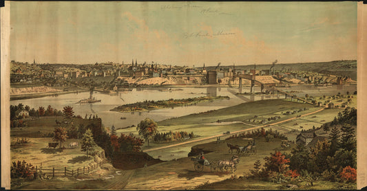 [View of St. Paul, Minnesota. (1874) – Historic Bird’s-Eye View Panorama Print