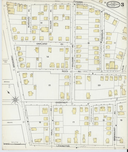 Sanborn Fire Insurance Map from Everett, Middlesex County, Massachusetts (1892), Sheet #0003 - Complete Map Set gallery image, historic Sanborn map, vintage wall art, Massachusetts Massachusetts