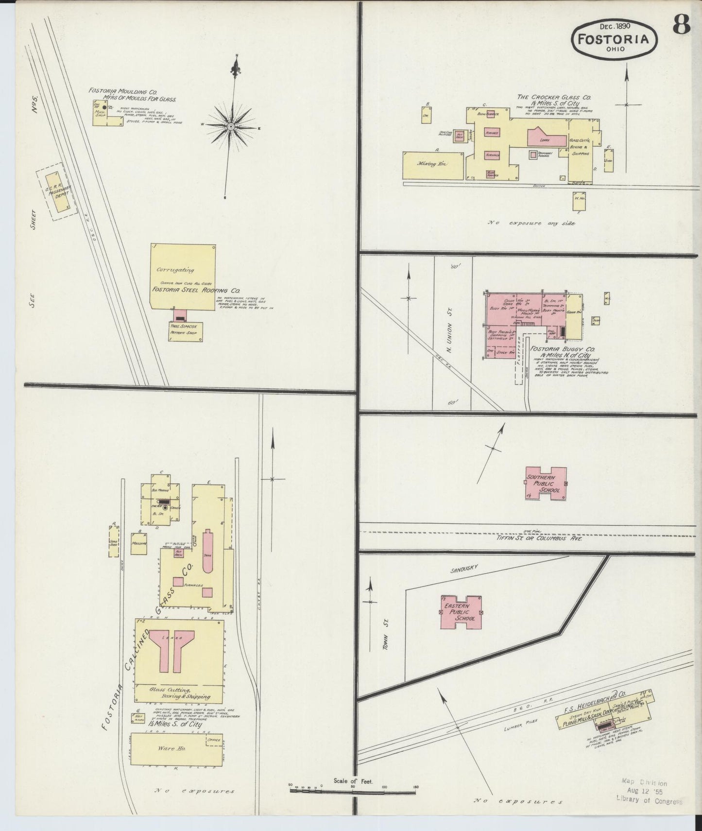 Sanborn Fire Insurance Map from Fostoria, Seneca, Hancock, And Wood Counties, Ohio (1891), Sheet #0008 - Historic Sanborn Fire Insurance Map Print, vintage old map wall art, antique decor, genealogy gift, Ohio Ohio map