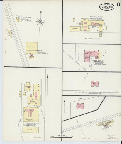 Sanborn Fire Insurance Map from Fostoria, Seneca, Hancock, And Wood Counties, Ohio (1891), Sheet #0008 - Historic Sanborn Fire Insurance Map Print, vintage old map wall art, antique decor, genealogy gift, Ohio Ohio map