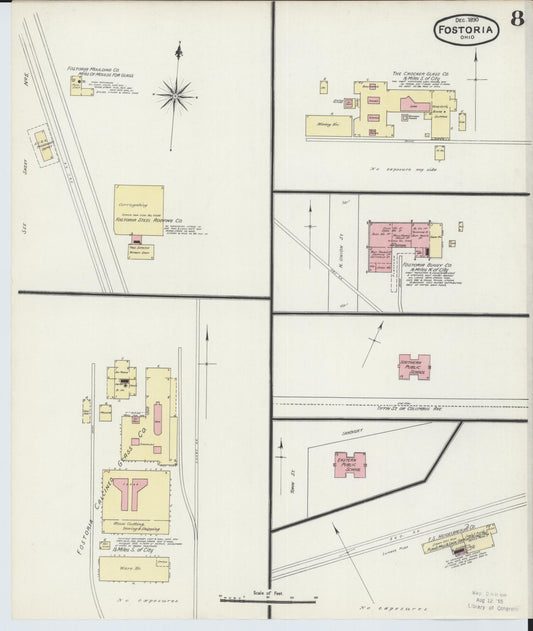 Sanborn Fire Insurance Map from Fostoria, Seneca, Hancock, And Wood Counties, Ohio (1891), Sheet #0008 - Historic Sanborn Fire Insurance Map Print, vintage old map wall art, antique decor, genealogy gift, Ohio Ohio map