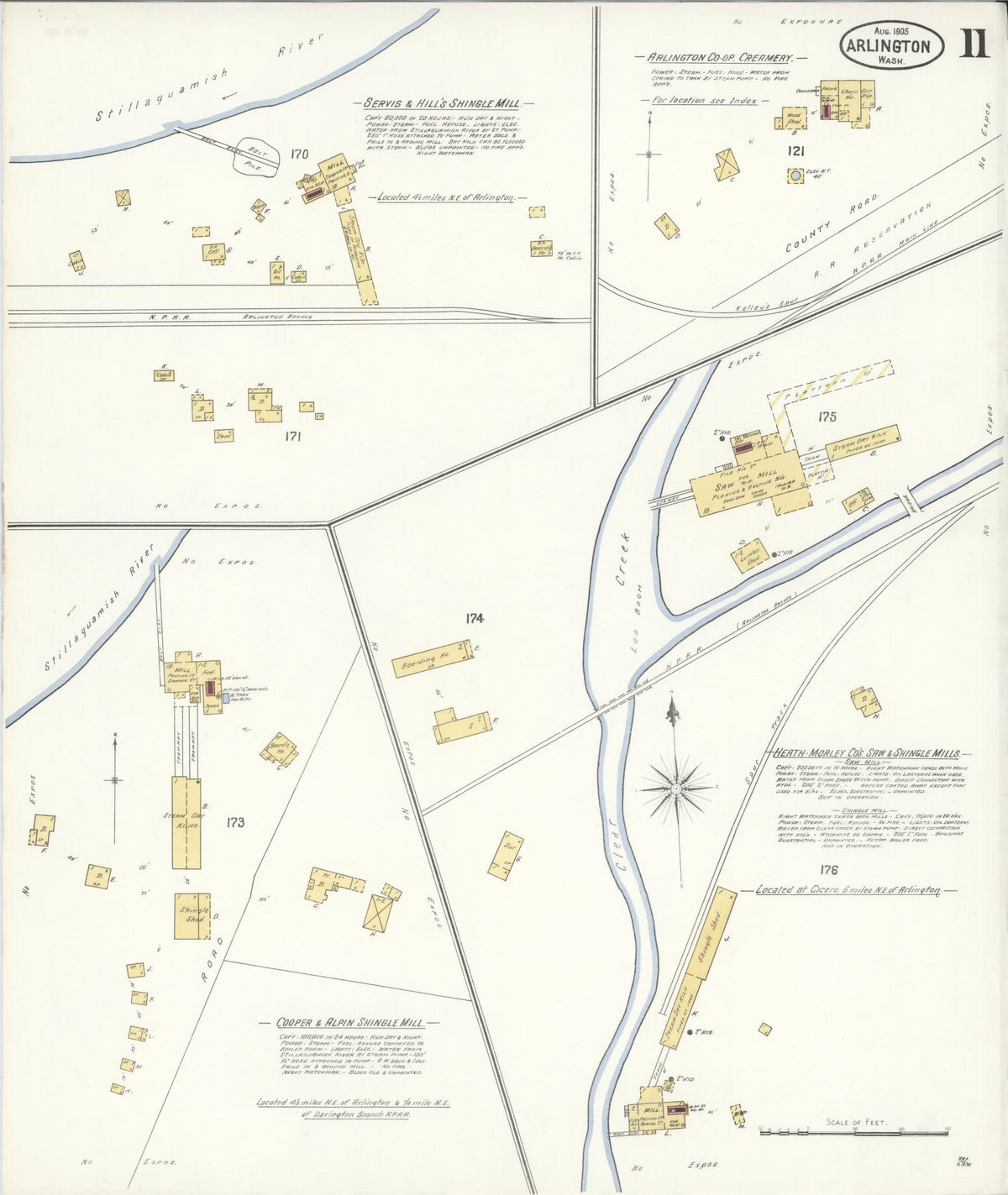 Sanborn Fire Insurance Map from Arlington, Snohomish County, Washington (1905), Sheet #0011 - Historic Sanborn Fire Insurance Map Print, vintage old map wall art, antique decor, genealogy gift, Washington Washington map