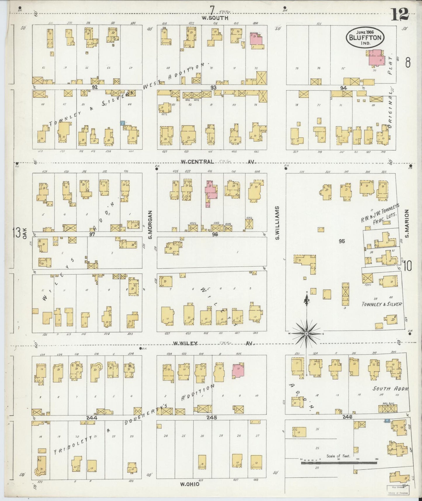 Sanborn Fire Insurance Map from Bluffton, Wells County, Indiana (1906), Sheet #0012 - Complete Map Set gallery image, historic Sanborn map, vintage wall art, Indiana Indiana