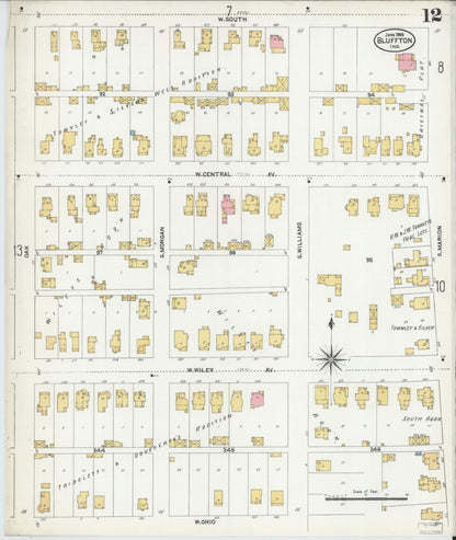 Sanborn Fire Insurance Map from Bluffton, Wells County, Indiana (1906), Sheet #0012 - Complete Map Set gallery image, historic Sanborn map, vintage wall art, Indiana Indiana