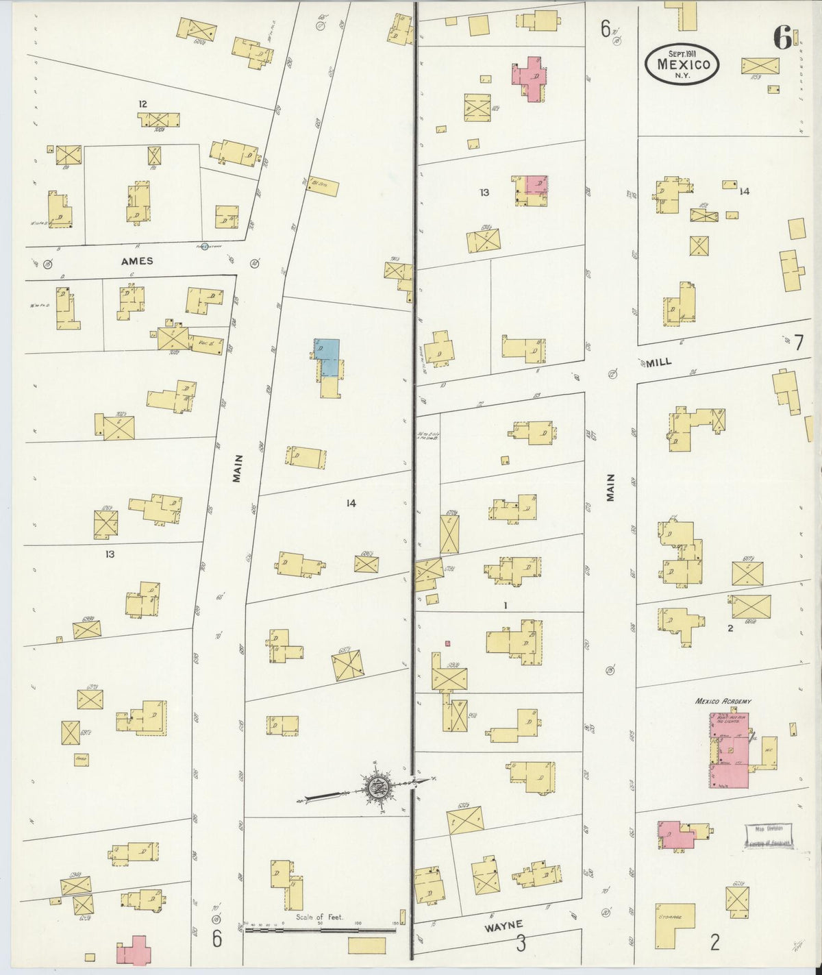 Sanborn Fire Insurance Map from Mexico, Oswego County, New York (1911), Sheet #0006 - Complete Map Set gallery image, historic Sanborn map, vintage wall art, New York New York