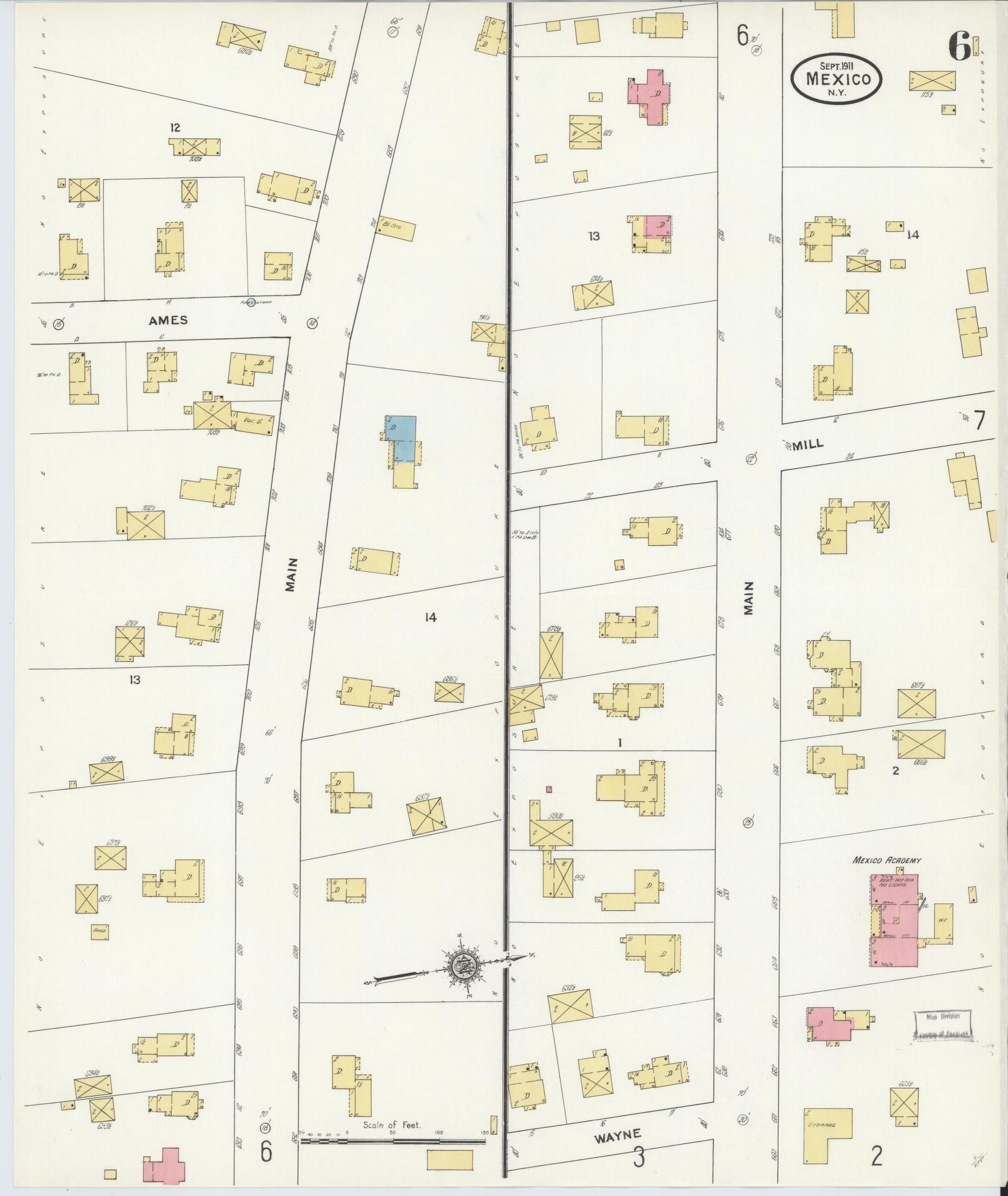 Sanborn Fire Insurance Map from Mexico, Oswego County, New York (1911), Sheet #0006 - Complete Map Set gallery image, historic Sanborn map, vintage wall art, New York New York