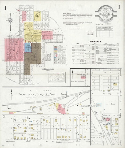 Sanborn Fire Insurance Map from Belleville, Republic County, Kansas. (1933) – Historic Sanborn Fire Insurance Map Print