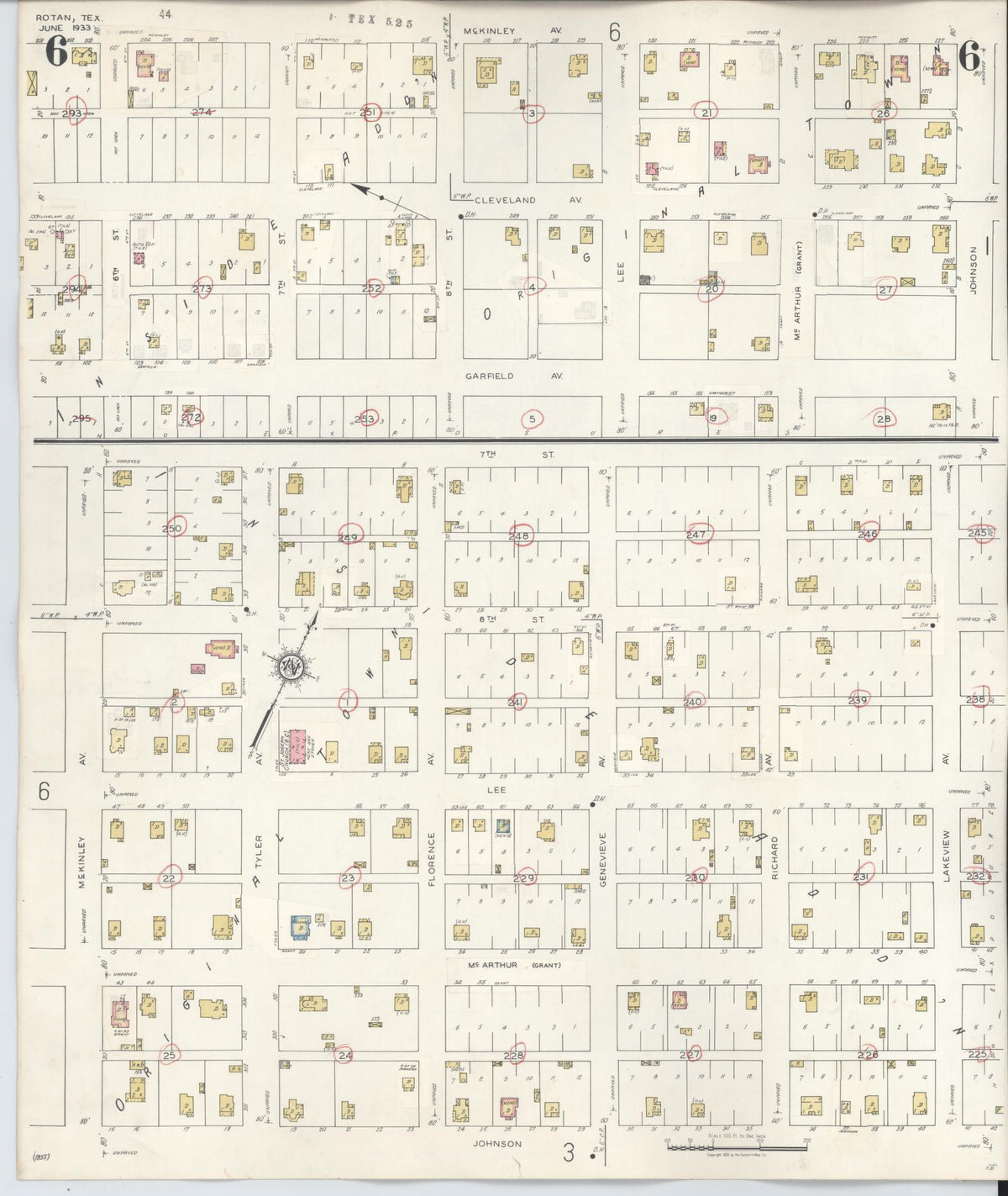 Sanborn Fire Insurance Map from Rotan, Fisher County, Texas (1940), Sheet #0006 - Complete Map Set gallery image, historic Sanborn map, vintage wall art, Texas Texas