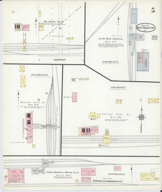 Sanborn Fire Insurance Map from West Frankfort, Franklin County, Illinois (1914), Sheet #0005 - Historic Sanborn Fire Insurance Map Print, vintage old map wall art, antique decor, genealogy gift, Illinois Illinois map
