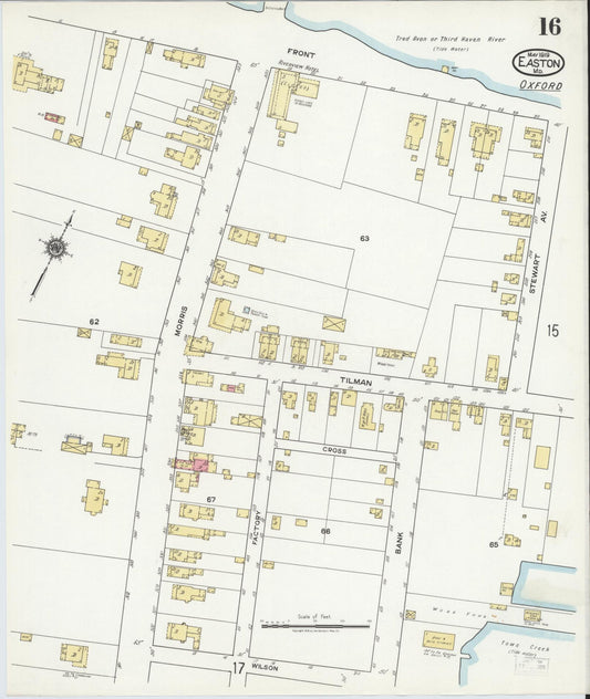 Talbot, Maryland - 1919 - Sanborn Fire Insurance Map, Sheet #0016 - Historic Sanborn Fire Insurance Map Print, Talbot Maryland 1919 0016 vintage old map wall art