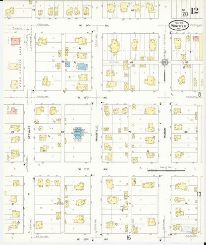 Sanborn Fire Insurance Map from Winfield, Cowley County, Kansas (1912), Sheet #0012 - Complete Map Set gallery image, historic Sanborn map, vintage wall art, Kansas Kansas
