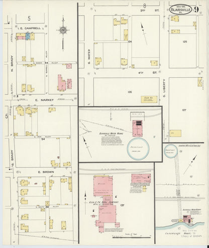 Sanborn Fire Insurance Map from Blairsville, Indiana County, Pennsylvania (1915), Sheet #0009 - Complete Map Set gallery image, historic Sanborn map, vintage wall art, Blairsville Indiana