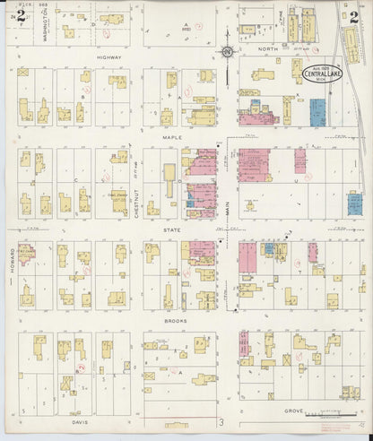 Sanborn Fire Insurance Map from Central Lake, Antrim County, Michigan (1929), Sheet #0002 - Historic Sanborn Fire Insurance Map Print, vintage old map wall art, antique decor, genealogy gift, Michigan Michigan map