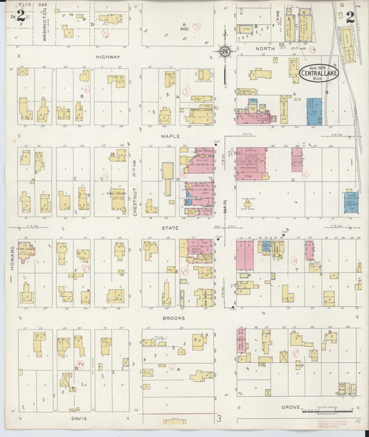 Sanborn Fire Insurance Map from Central Lake, Antrim County, Michigan (1929), Sheet #0002 - Historic Sanborn Fire Insurance Map Print, vintage old map wall art, antique decor, genealogy gift, Michigan Michigan map