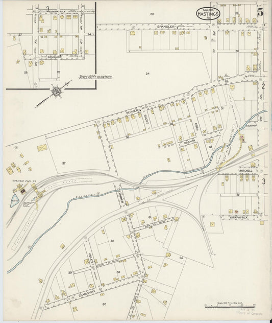 Sanborn Fire Insurance Map from Hastings, Cambria County, Pennsylvania (1915), Sheet #0005 - Historic Sanborn Fire Insurance Map Print, vintage old map wall art, antique decor, genealogy gift, Pennsylvania Pennsylvania map