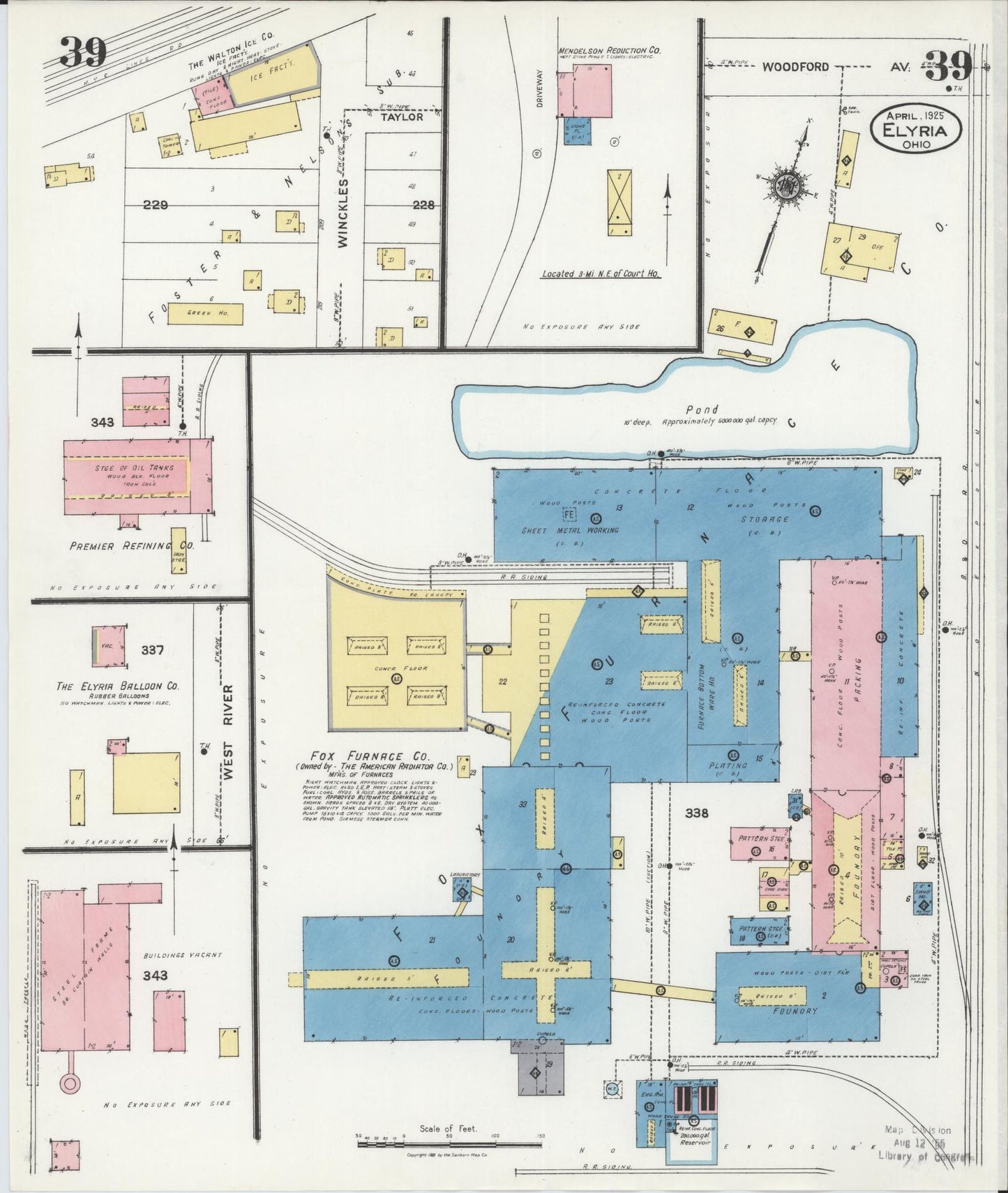 Sanborn Fire Insurance Map from Elyria, Lorain County, Ohio (1925), Sheet #0039 - Historic Sanborn Fire Insurance Map Print, vintage old map wall art, antique decor, genealogy gift, Ohio Ohio map