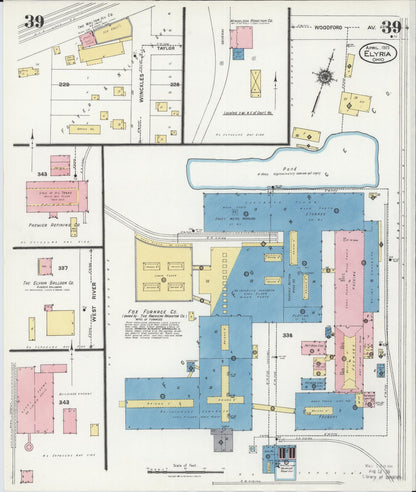 Sanborn Fire Insurance Map from Elyria, Lorain County, Ohio (1925), Sheet #0039 - Historic Sanborn Fire Insurance Map Print, vintage old map wall art, antique decor, genealogy gift, Ohio Ohio map