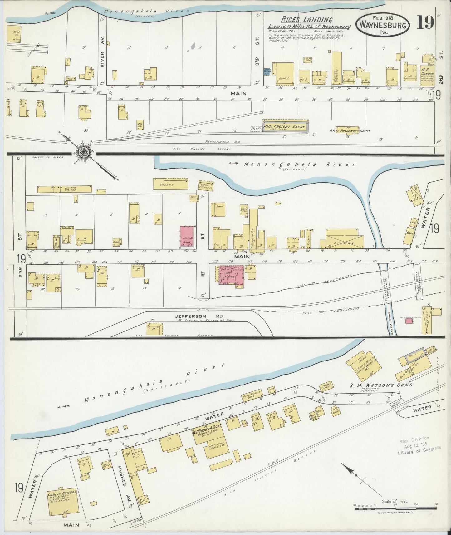 Sanborn Fire Insurance Map from Waynesburg, Greene County, Pennsylvania (1918), Sheet #0019 - Complete Map Set gallery image, historic Sanborn map, vintage wall art, Pennsylvania Pennsylvania