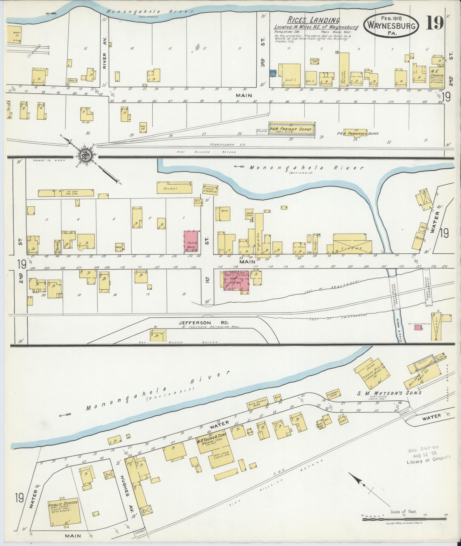 Sanborn Fire Insurance Map from Waynesburg, Greene County, Pennsylvania (1918), Sheet #0019 - Complete Map Set gallery image, historic Sanborn map, vintage wall art, Pennsylvania Pennsylvania