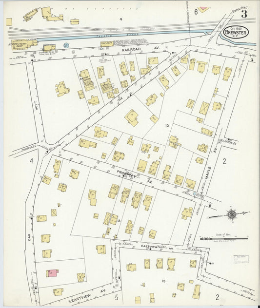 Sanborn Fire Insurance Map from Brewster, Putnam County, New York (1920), Sheet #0003 - Historic Sanborn Fire Insurance Map Print, vintage old map wall art, antique decor, genealogy gift, New York New York map