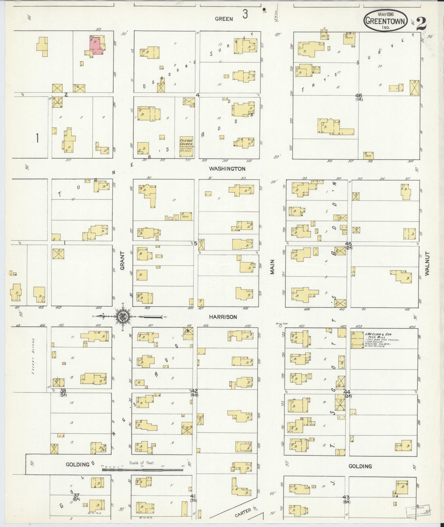 Sanborn Fire Insurance Map from Greentown, Howard County, Indiana (1916), Sheet #0002 - Complete Map Set gallery image, historic Sanborn map, vintage wall art, Indiana Indiana