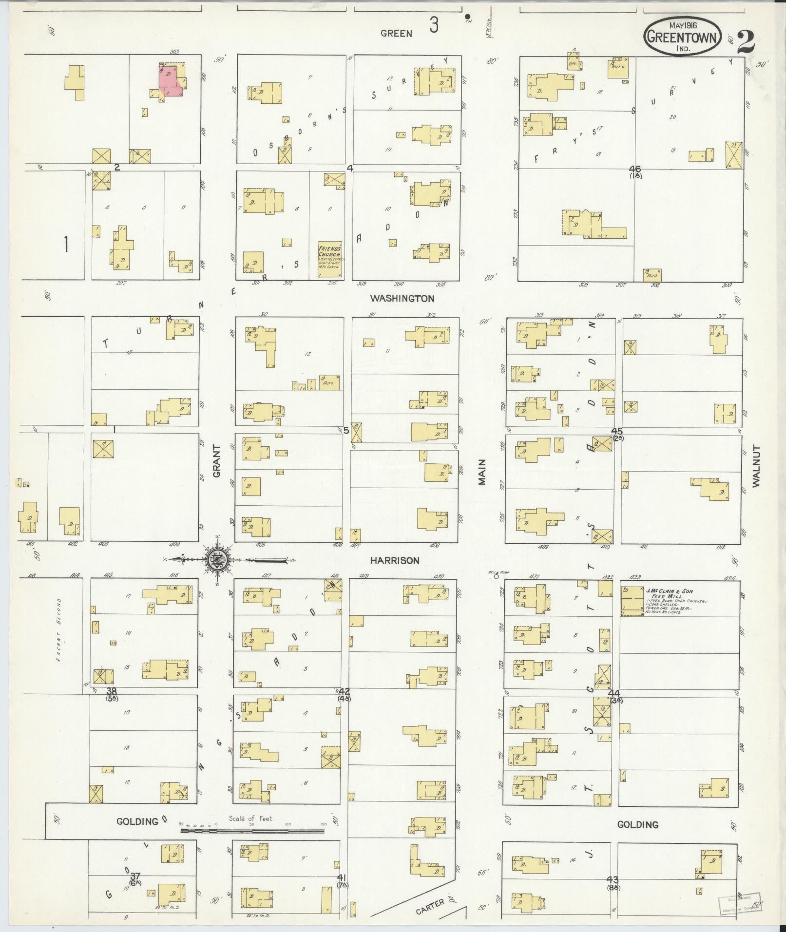 Sanborn Fire Insurance Map from Greentown, Howard County, Indiana (1916), Sheet #0002 - Complete Map Set gallery image, historic Sanborn map, vintage wall art, Indiana Indiana