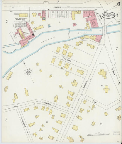 Sanborn Fire Insurance Map from Torrington, Litchfield County, Connecticut (1896), Sheet #0006 - Complete Map Set gallery image, historic Sanborn map, vintage wall art, Connecticut Connecticut