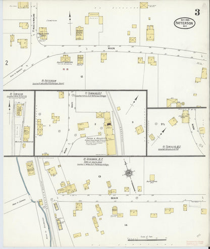 Sanborn Fire Insurance Map from Patterson, Putnam County, New York (1910), Sheet #0003 - Complete Map Set gallery image, historic Sanborn map, vintage wall art, New York New York