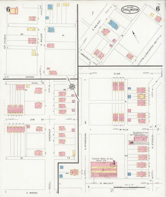 Sanborn Fire Insurance Map from Shillington, Berks County, Pennsylvania (1928), Sheet #0006 - Historic Sanborn Fire Insurance Map Print, vintage old map wall art, antique decor, genealogy gift, Pennsylvania Pennsylvania map