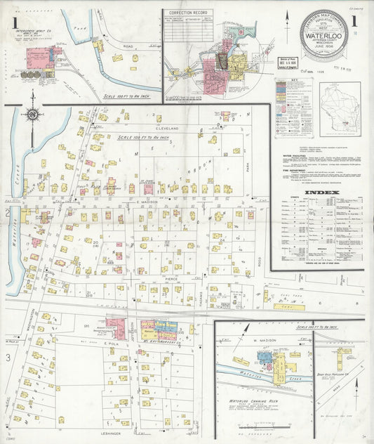 Sanborn Fire Insurance Map from Waterloo, Jefferson County, Wisconsin (1936), Sheet #0001 - Complete Map Set gallery image, historic Sanborn map, vintage wall art, Wisconsin Wisconsin