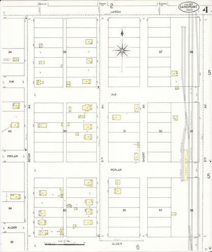 Sanborn Fire Insurance Map from Sandpoint, Bonner County, Idaho (1909), Sheet #0004 - Complete Map Set gallery image, historic Sanborn map, vintage wall art, Idaho Idaho