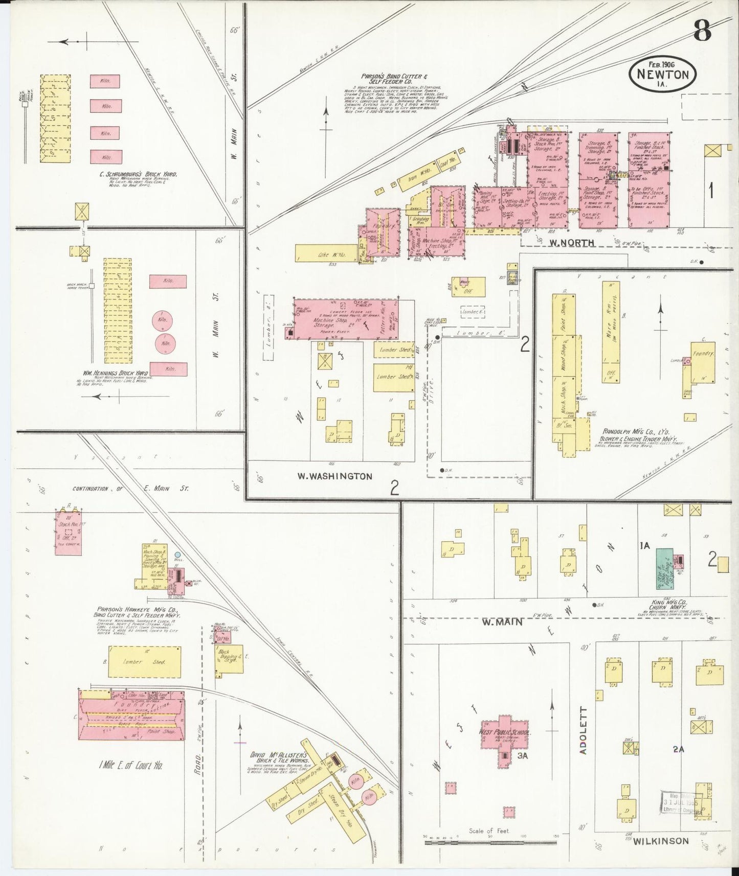 Sanborn Fire Insurance Map from Newton, Jasper County, Iowa (1906), Sheet #0008 - Historic Sanborn Fire Insurance Map Print