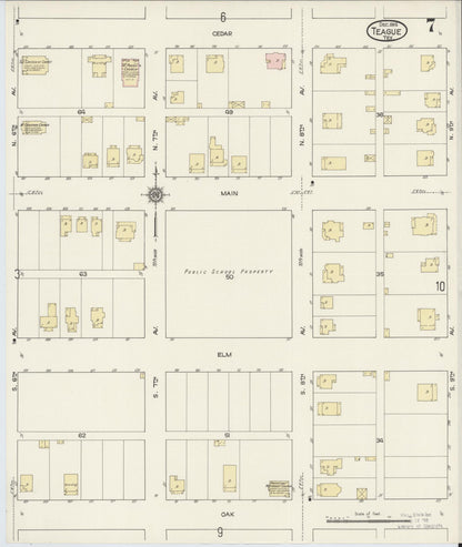 Sanborn Fire Insurance Map from Teague, Freestone County, Texas (1914), Sheet #0007 - Complete Map Set gallery image, historic Sanborn map, vintage wall art, Texas Texas