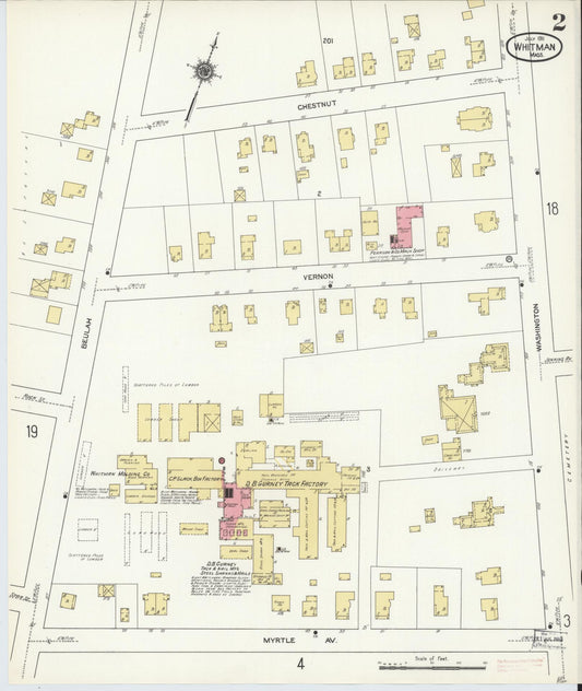 Sanborn Fire Insurance Map from Whitman, Plymouth County, Massachusetts (1911), Sheet #0002 - Historic Sanborn Fire Insurance Map Print, vintage old map wall art, antique decor, genealogy gift, Massachusetts Massachusetts map
