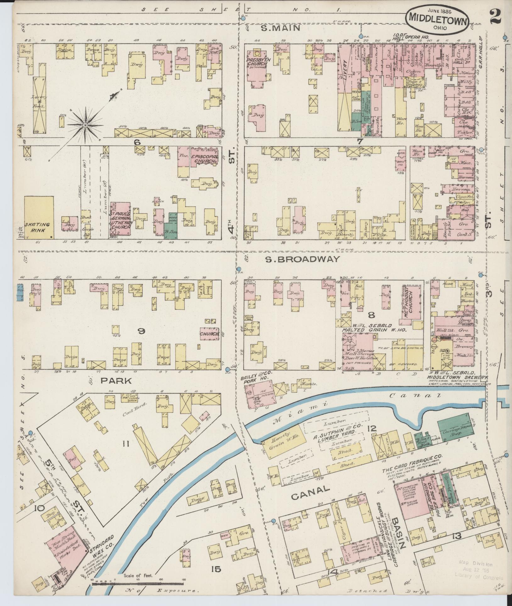 Sanborn Fire Insurance Map from Middletown, Butler County, Ohio (1885), Sheet #0002 - Complete Map Set gallery image, historic Sanborn map, vintage wall art, Ohio Ohio
