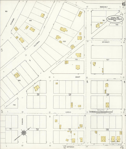 Sanborn Fire Insurance Map from Klamath Falls, Klamath County, Oregon (1921), Sheet #0006 - Complete Map Set gallery image, historic Sanborn map, vintage wall art, Oregon Oregon